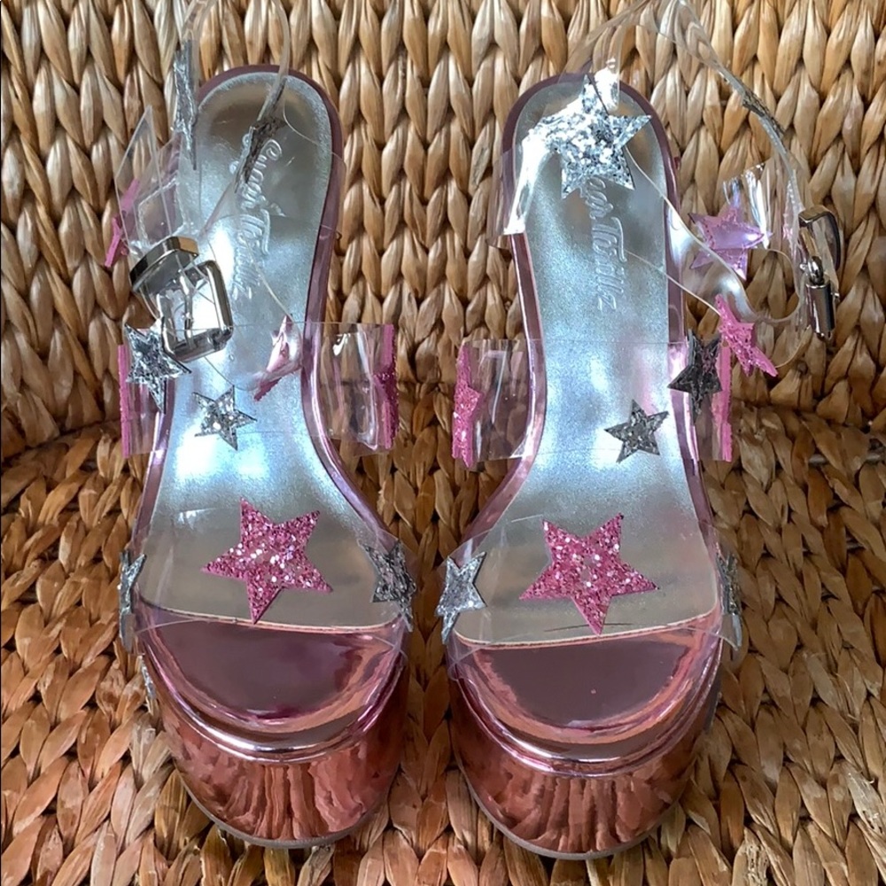 New Sugarthrillz “Star Shook” Pink Platform Heels - Picture 2 of 7